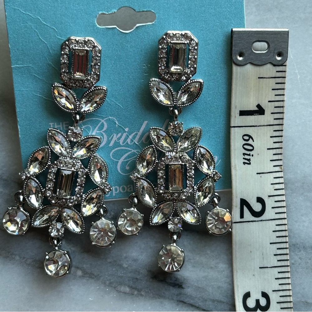 Monet Jewelry Timeless Silver Tone Womens Hypoallergenic Chandelier Earrings - Picture 12 of 13